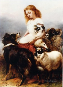 Rebaño Lassie pastora y perro Pinturas al óleo